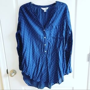 Navy + white polka dot tunic